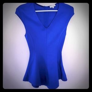 ROYAL BLUE XS Babaton Perret V Neck Peplum Top